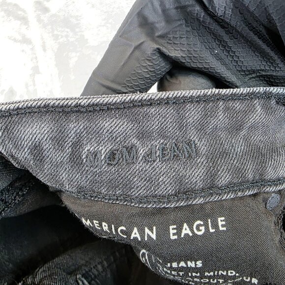 American Eagle Mom Jeans Womens Size 0 Gray Tapered Stretch Denim Ankle Pants - Picture 10 of 11